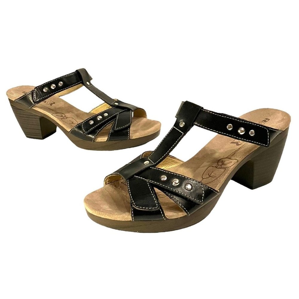 ROMIKA Black Jamaica Studded Nancy 02 COMFORT Block Heel SANDALS Sz 9/ MSRP $130